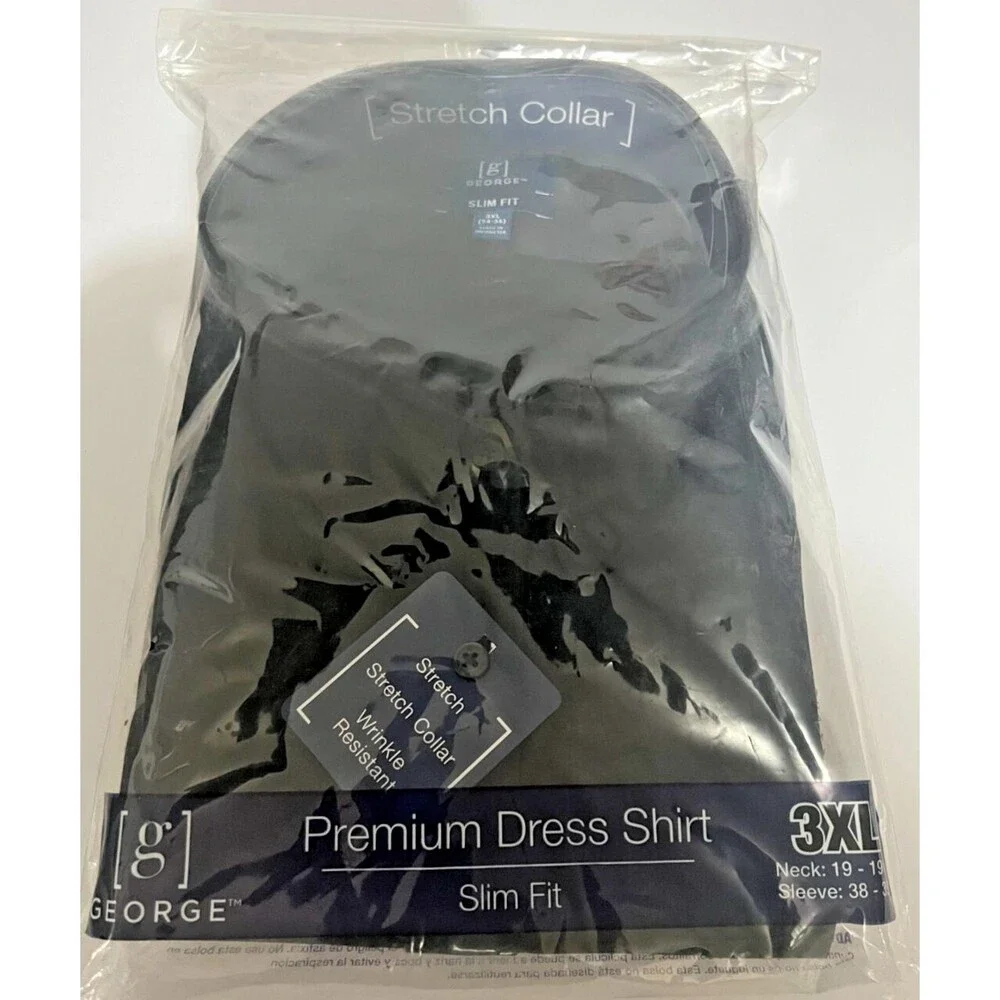 George Men's Slim Fit Stretch Collar Long Sleeve Dress Shirt Size 3XL - NWT